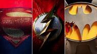 Barry Allen, Supergirl, and Batman Logos (Image via DC)